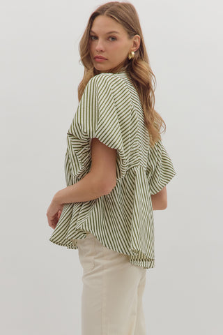 Ruby Striped Dolman Top • Olive