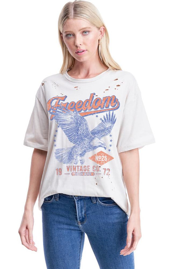 Freedom 1976 Vintage Eagle Graphic Tee • Khaki