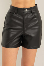Count on Me Leather Hi Wasted Shorts • Black
