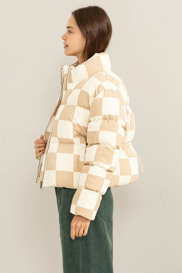 Checkered Corduroy Jacket • Sand + Cream