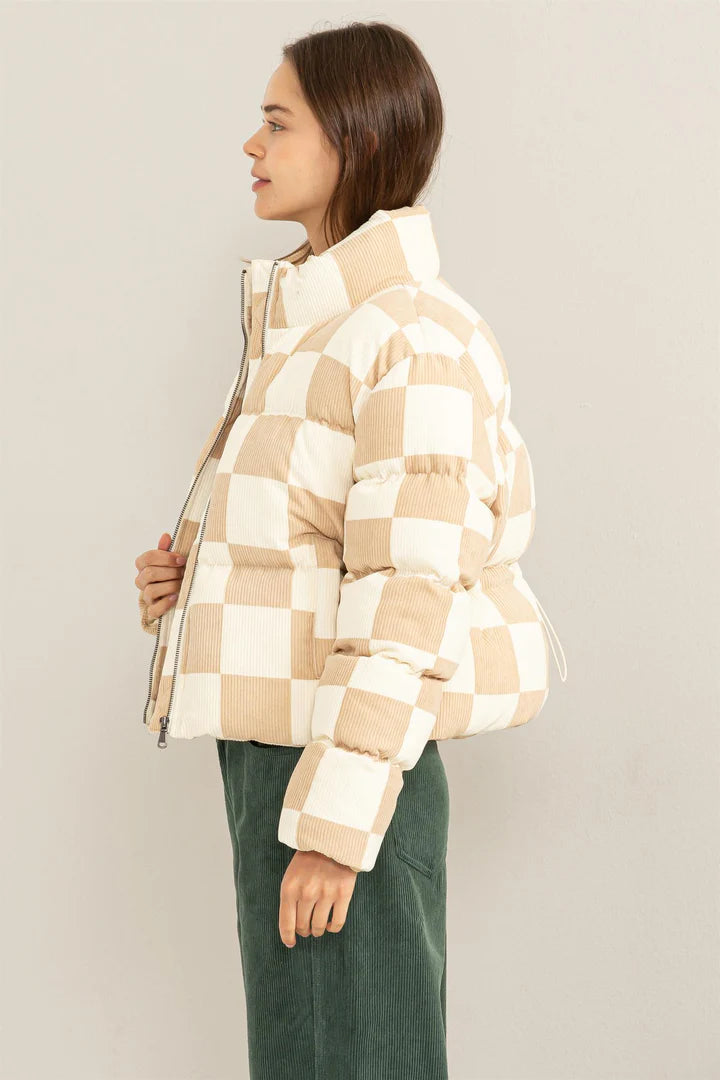 Checkered Corduroy Jacket • Sand + Cream