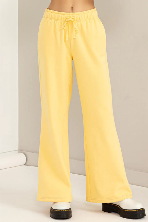 Feelin Cute Mid RIse Drawstring Wide Leg Pants • Banana