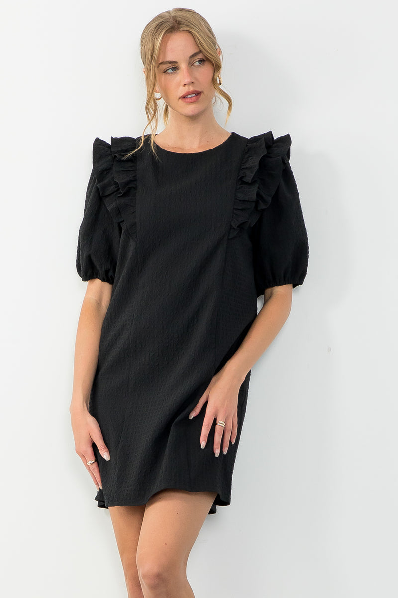 Adrianna Puff Sleeve Dress • Black
