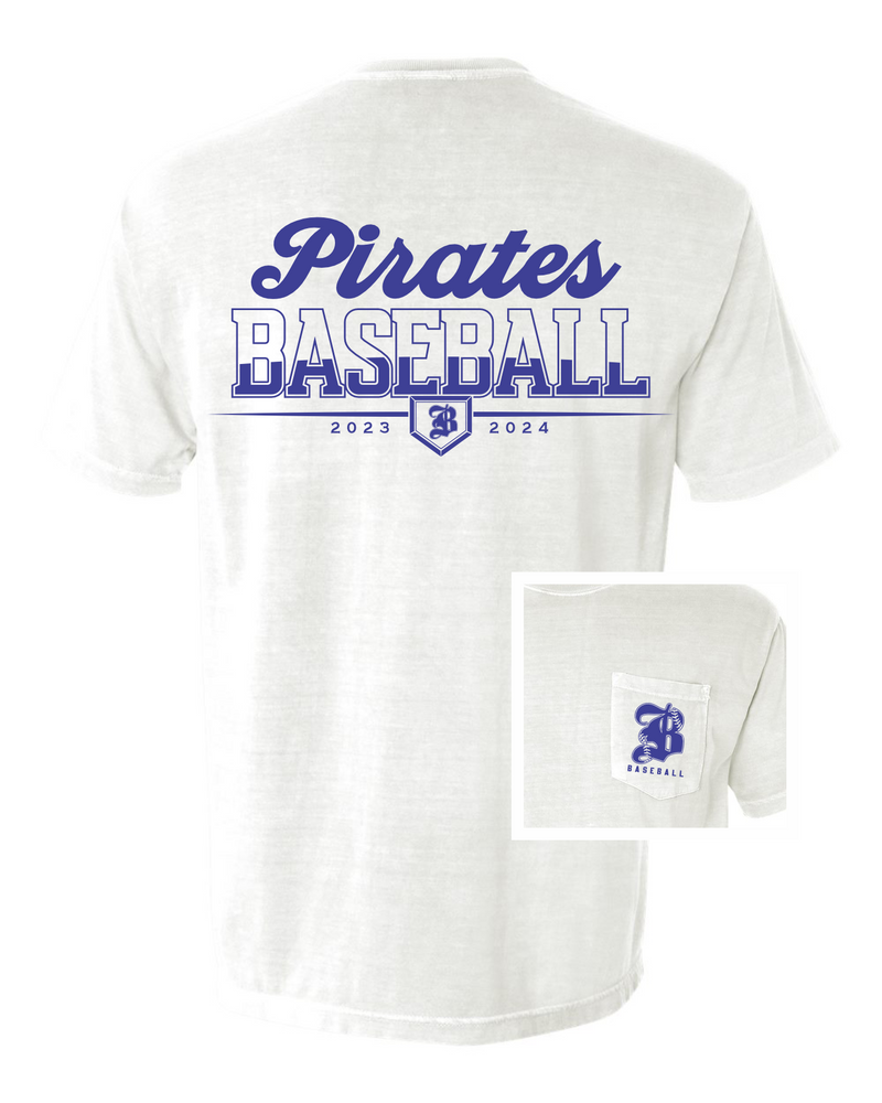 Pirate Baseball Fan Tee Short Sleeve Pocket Tee • White