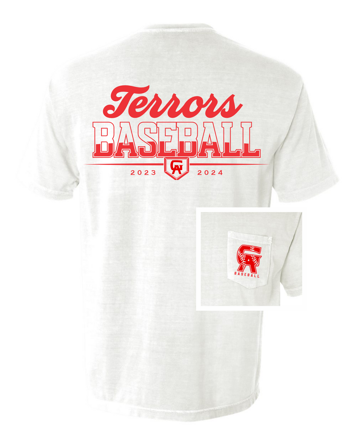 Terrors Baseball Fan Tee Short Sleeve Pocket Tee • White