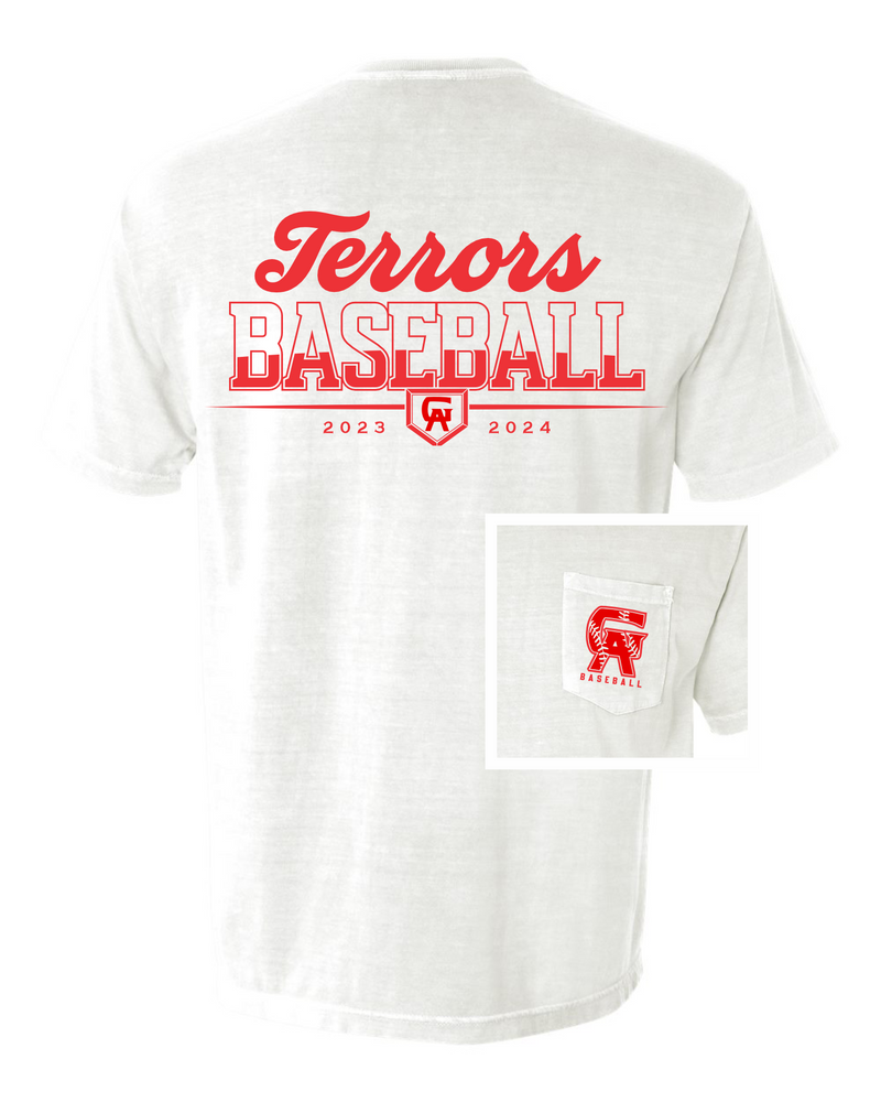 Terrors Baseball Fan Tee Short Sleeve Pocket Tee • White