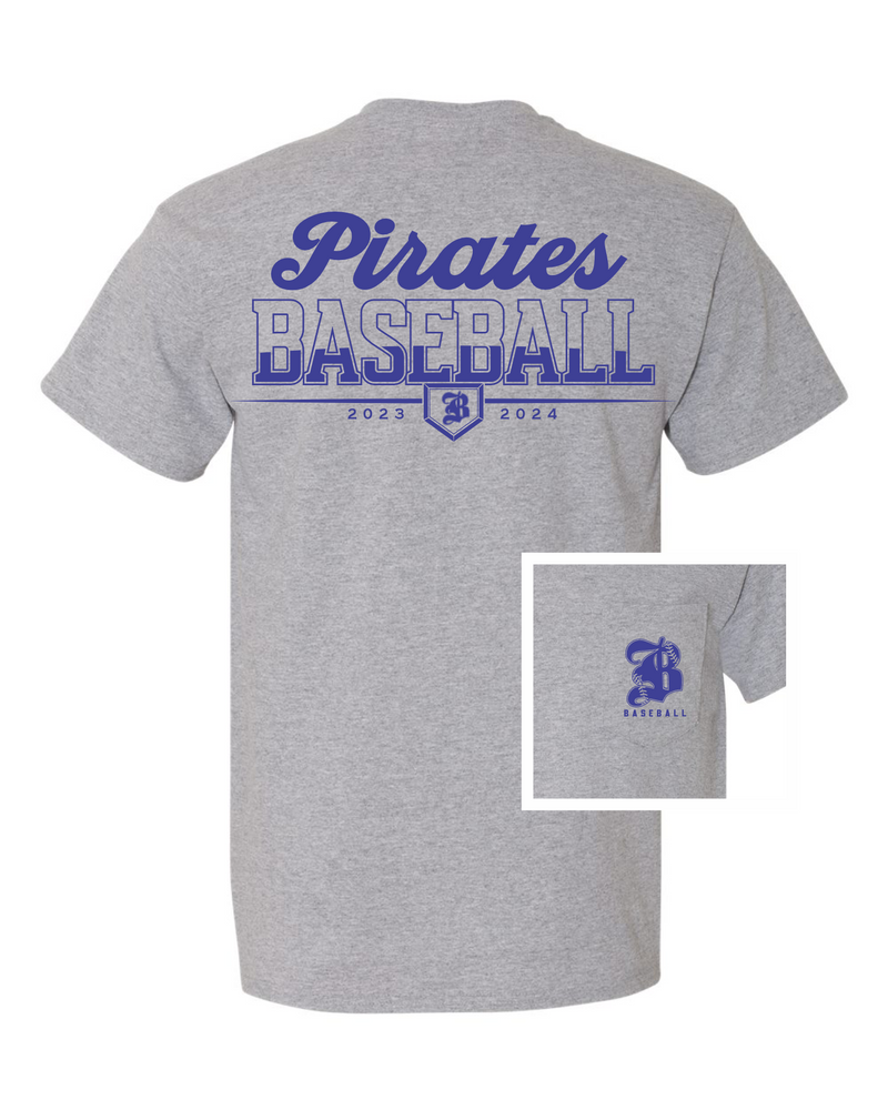 Pirate Baseball Fan Tee Short Sleeve • Sports Grey