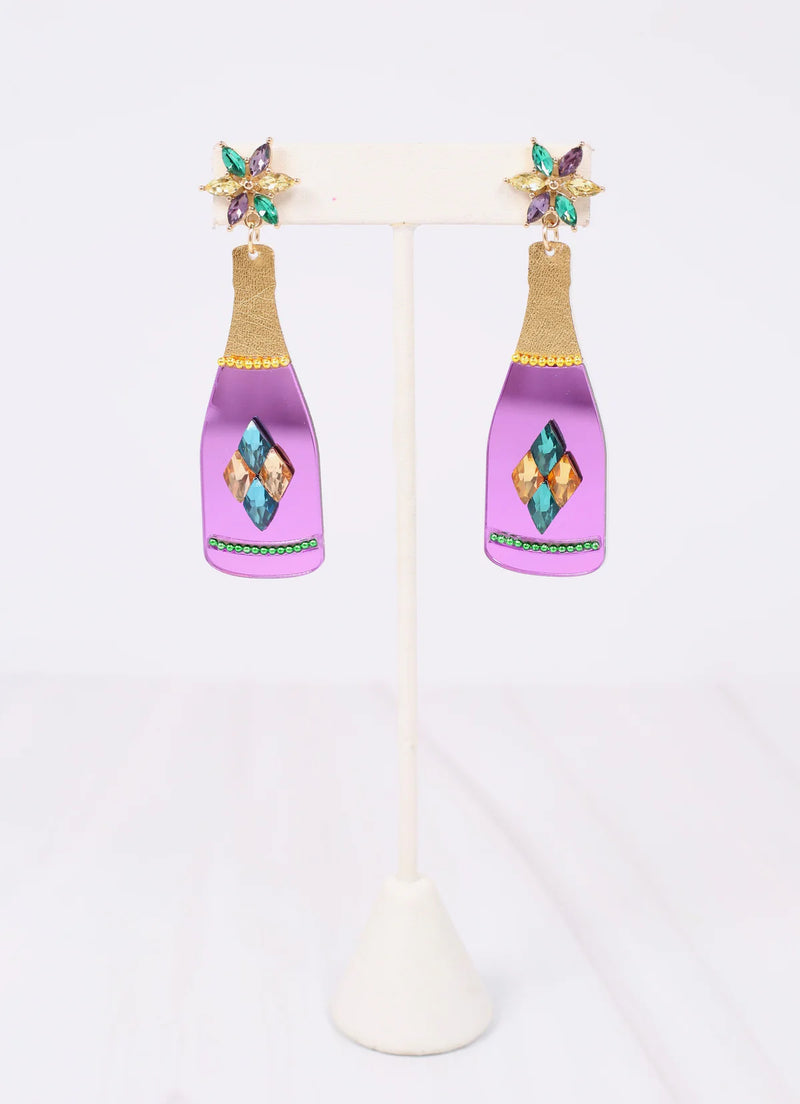 Mardi Pardi Bottle Earrings • Purple