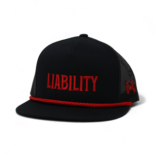 Liability Trucker Hat • Flat Bill Black & Red