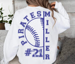 Pirate Baseball Name Drop Sweatshirt • White
