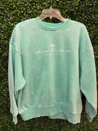 Motherhood is Kingdom Work Pullover • Mint