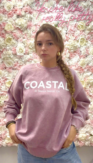 Coastal SSI Acid Washed Oversized Pullover • Mauve