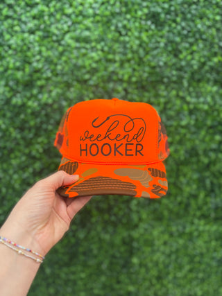 'Weekend Hooker' Trucker Hat • Neon Camo