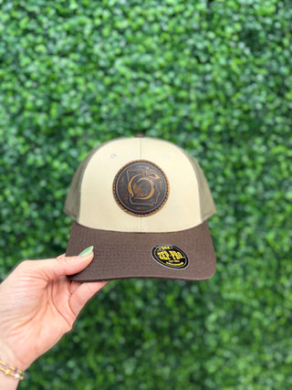 GA Peach Circle Patch Hat • Loden Green & Tan