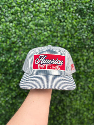 'Livin' The Dream' Trucker Hat • Navy/White Striped