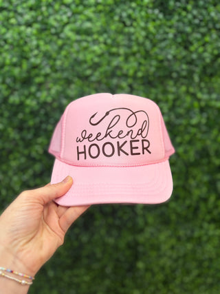'Weekend Hooker' Trucker Hat • Pink