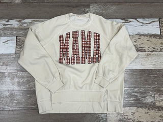 MAMA Gingham Crewneck Sweatshirt • Cream