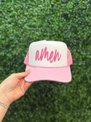 'Amen' Trucker Hat • Pink