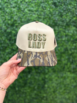 Boss Lady Snapback Hat • Camo/Natural