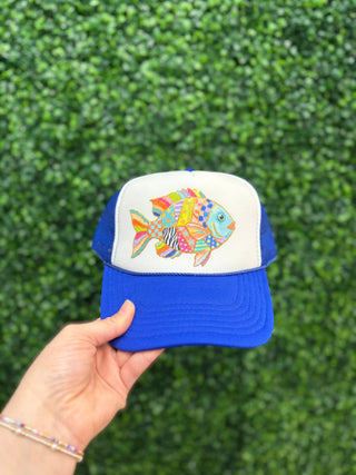 Kiss My Boho Bass Trucker Hat • Blue