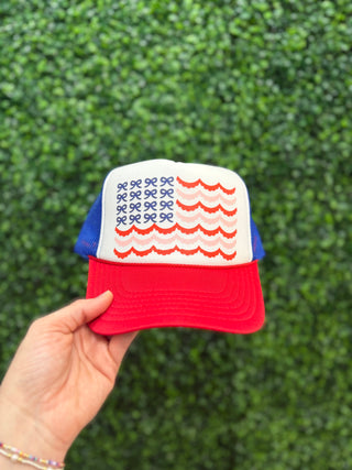Red White and Bow Trucker Hat