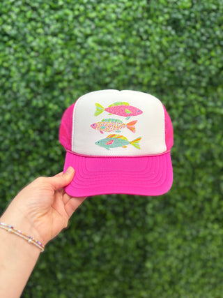 Keep Swimming Trucker Hat • Pink