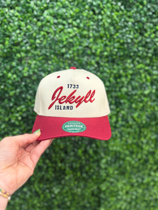 Jekyll Island 1733 Hat • Stone/Cardinal