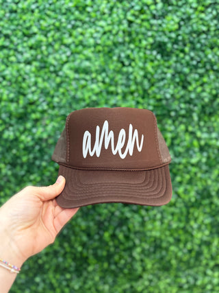 'Amen' Trucker Hat • Brown