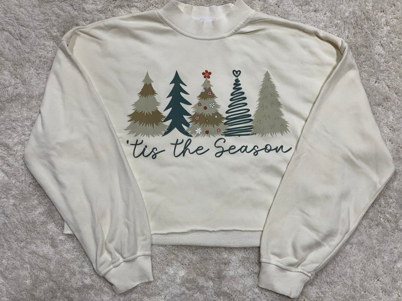 Tis The Season Trees Sweatshirt • Cream