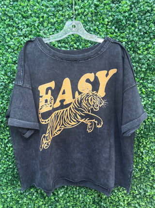 Acid Washed Easy Tiger Tee • Black