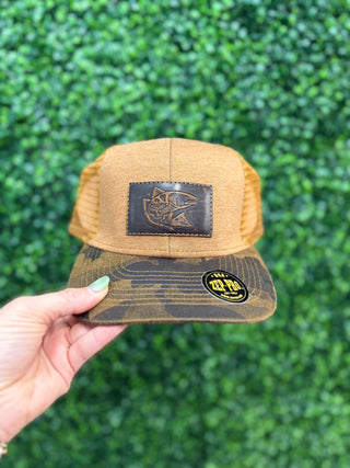 Redfish Leather Patch Hat • Saddle & Camo