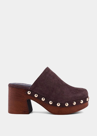 Geneva Chunky Clogs • Brown Suede