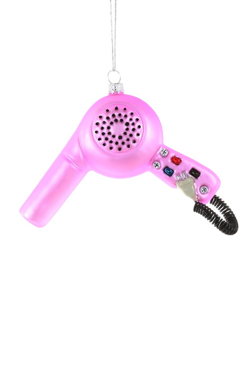 Pink Hair Dryer Glass Ornament