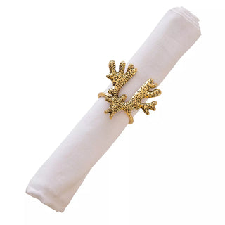 Gold Coral Napkin Ring Set of 4