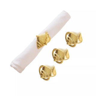 Gold Conch Shell Napkin Ring Set of 4