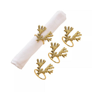 Gold Coral Napkin Ring Set of 4