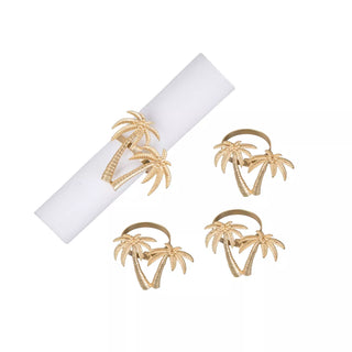 Golden Palm Trees Napkin Ring Set of 4