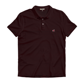 UGA Standing Dawg Red & Black Gaura Stripe Cotton Lyocell Polo