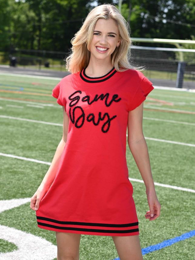 End Zone Vibes "Game Day" Dress • Red + Black