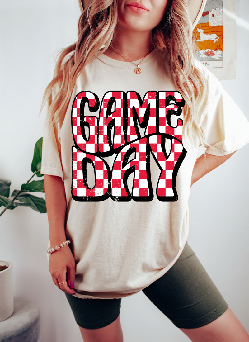 Game Day Checker Board Graphic Tee • Off White