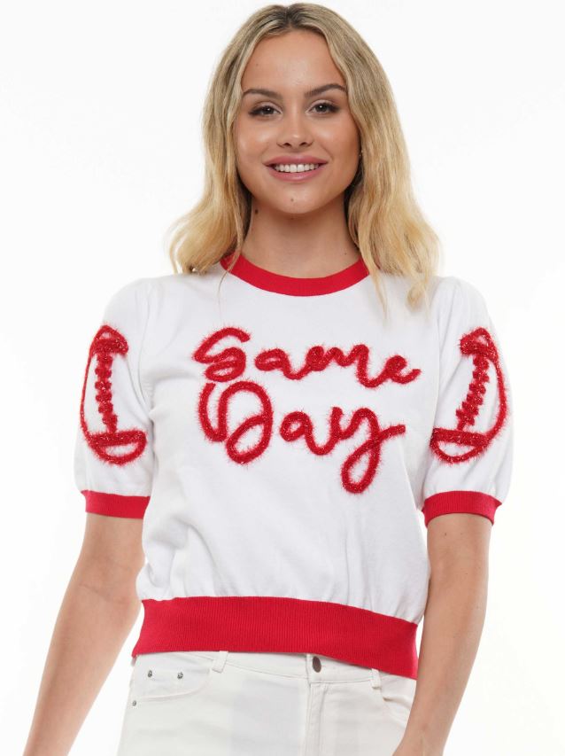 Tailgate Fun " Game Day" Top • White