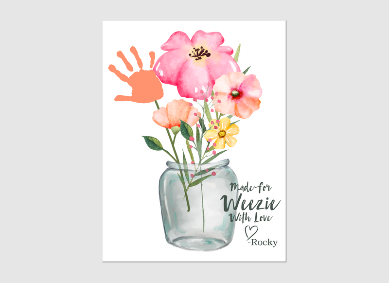 Personalized Handprint Floral Bouquet  • 8x10 Canvas