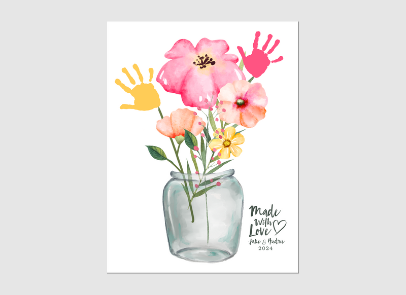 Personalized Handprint Floral Bouquet  • 8x10 Canvas