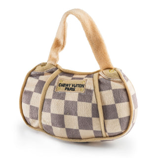 Checker Chewy Vuiton Handbag Dog Plush • Large