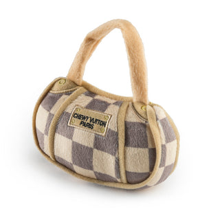 Checker Chewy Vuiton Handbag Dog Plush • Small