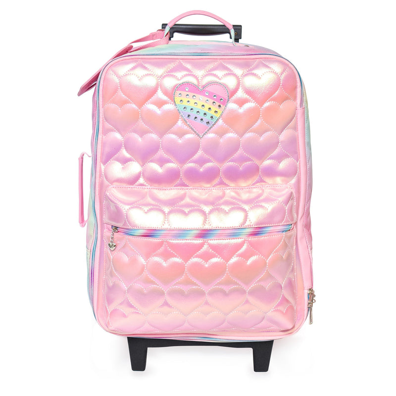 Rolling Luggage • Bubblegum Metallic Hearts