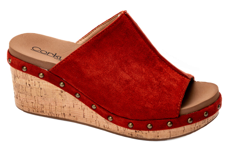 Hissy Fit Wedge • Rust Faux Suede