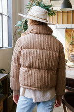 Cable Knit Puffer Jacket • Taupe