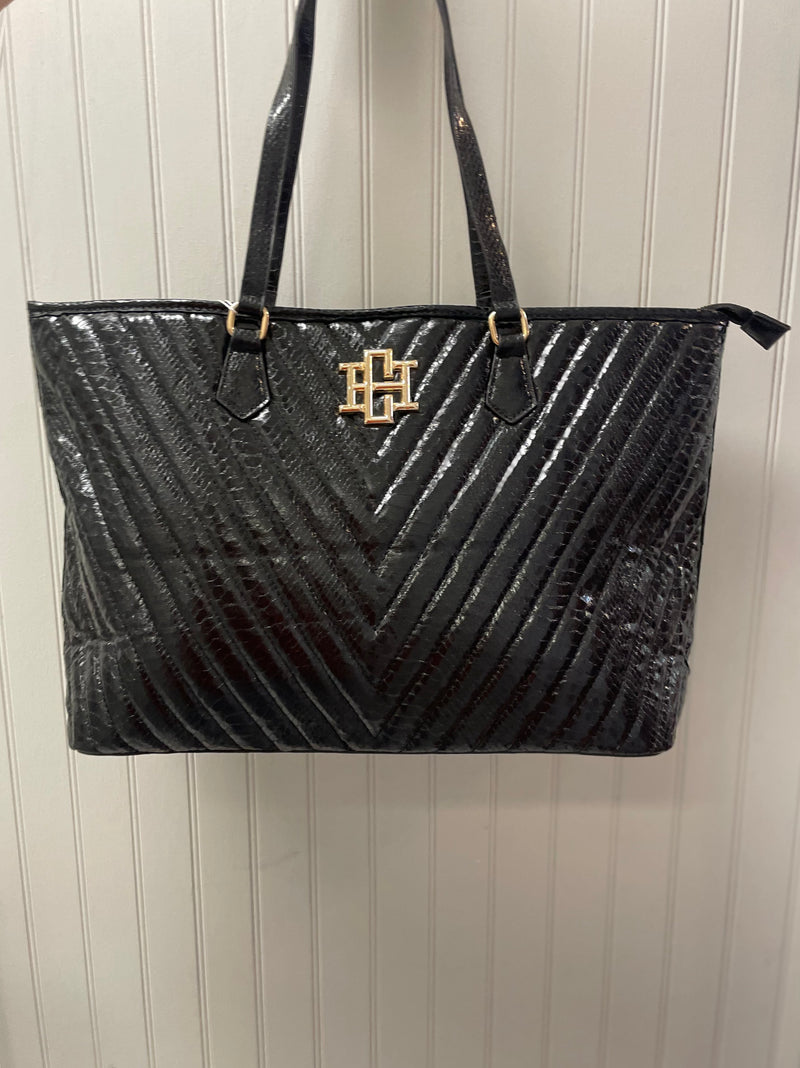 Tabitha Quilted Tote • Metallic Black