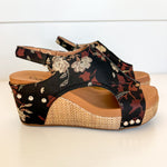 Carley Wedge • Black Tan Floral